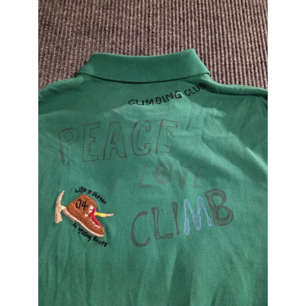 NWT Polo Ralph Lauren Men's M Classic-Fit Peace Climb Love Green Polo Shirt Embr